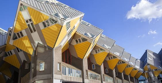 Yellow cubic houses