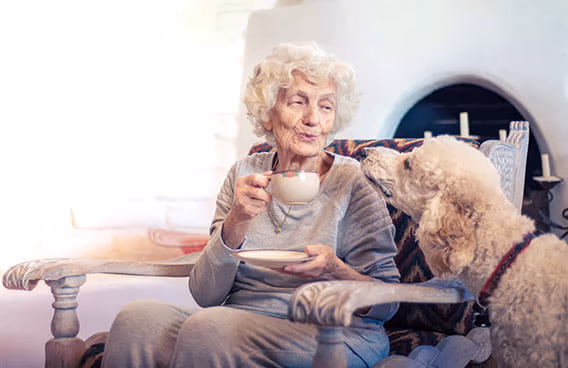 Old woman with pet