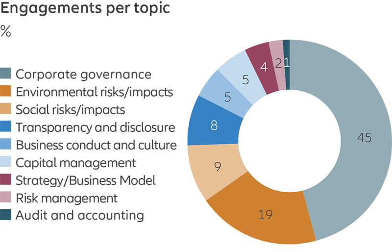 Stewardship report 2020 - engagements per topic